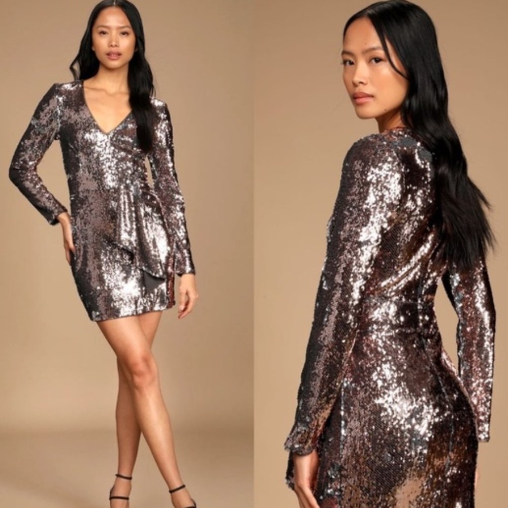 Lulus | So Much to Celebrate Rose Gold Multi Reversible Sequin Dress